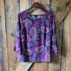 Talbots Women’s Pink and Purple Paisley Blouse